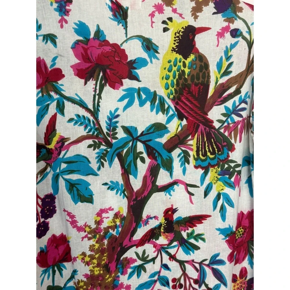 Lot of 2 Victoria Dunn Women's Cotton Sleep Shirt‎ Tropical Floral Print S